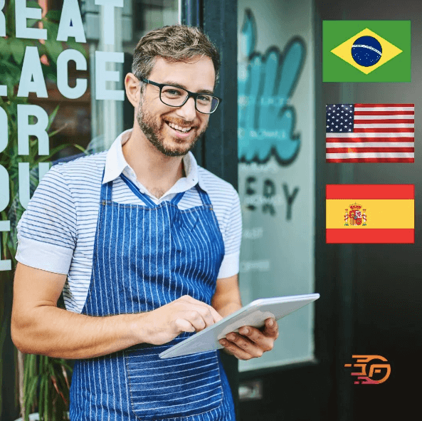 Atenda clientes de qualquer lugar do mundo com um cardápio digital em vários idiomas.