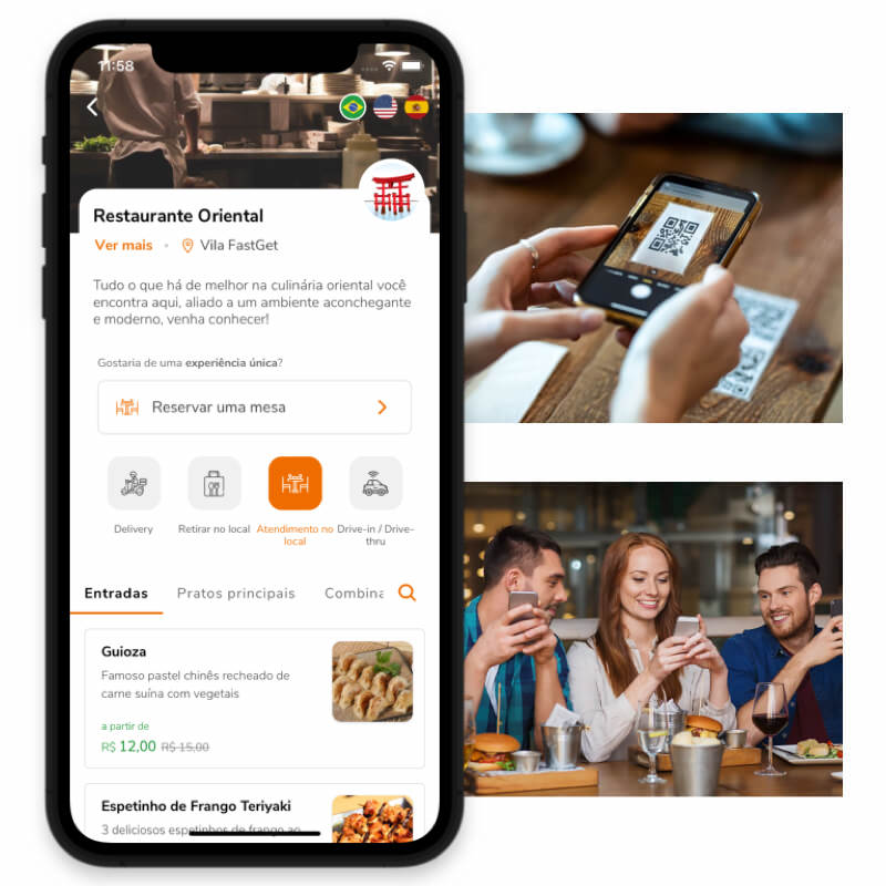 Pedidos no local através de QR Code
